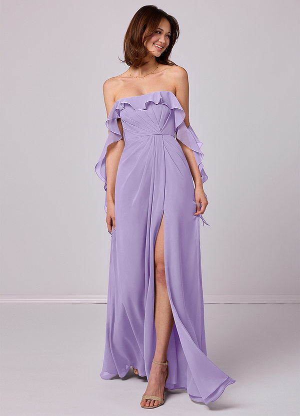 Barbie ♥ Azazie Bridesmaid Dresses Lilac A-Line Off the Shoulder Chiffon Convertible Dress image1
