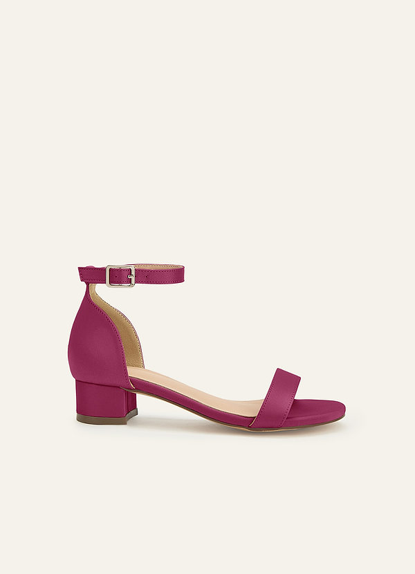 front Matching Color Matte Satin One Strap Girls' Heel Sandals