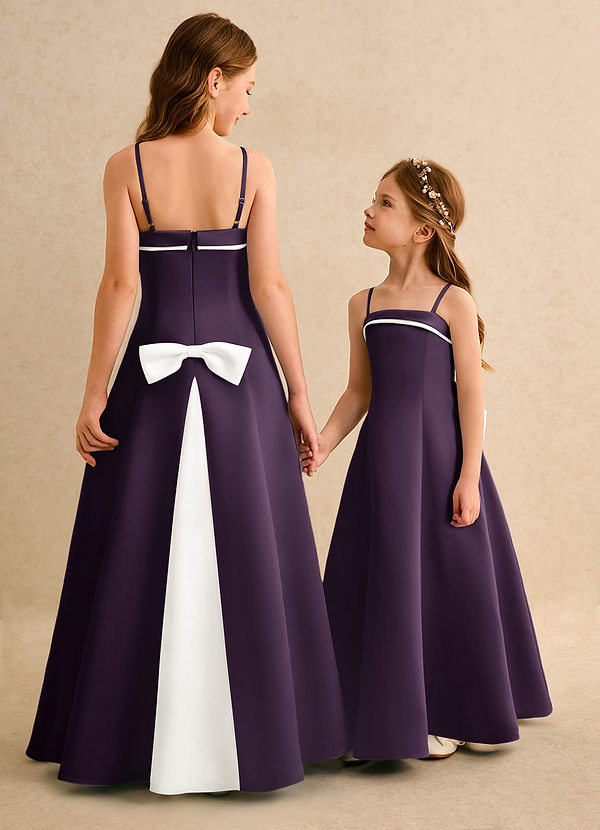 Azazie Izel Girls Formal Blommflicksklänningar Klä A-Line i Matt satäng Plisserad image1