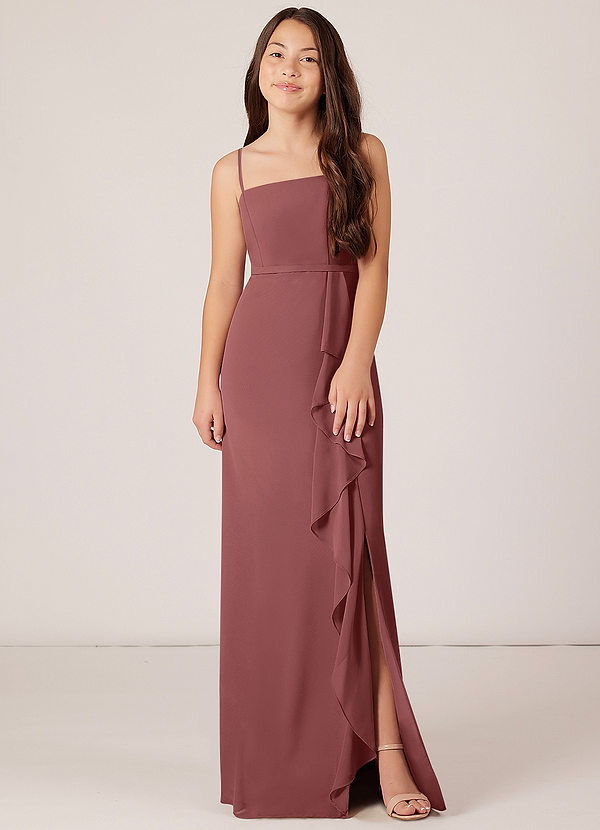 Azazie Kaylee Junior Amethyst A-Line with Belt Chiffon Dress image1