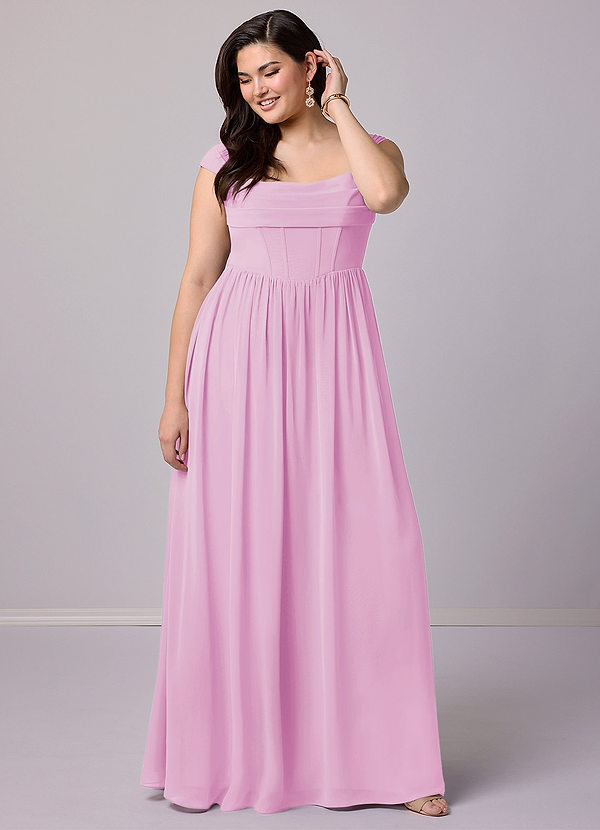 Barbie ♥ Azazie Bridesmaid Dresses Candy Pink A-Line Corset Chiffon Dress image1