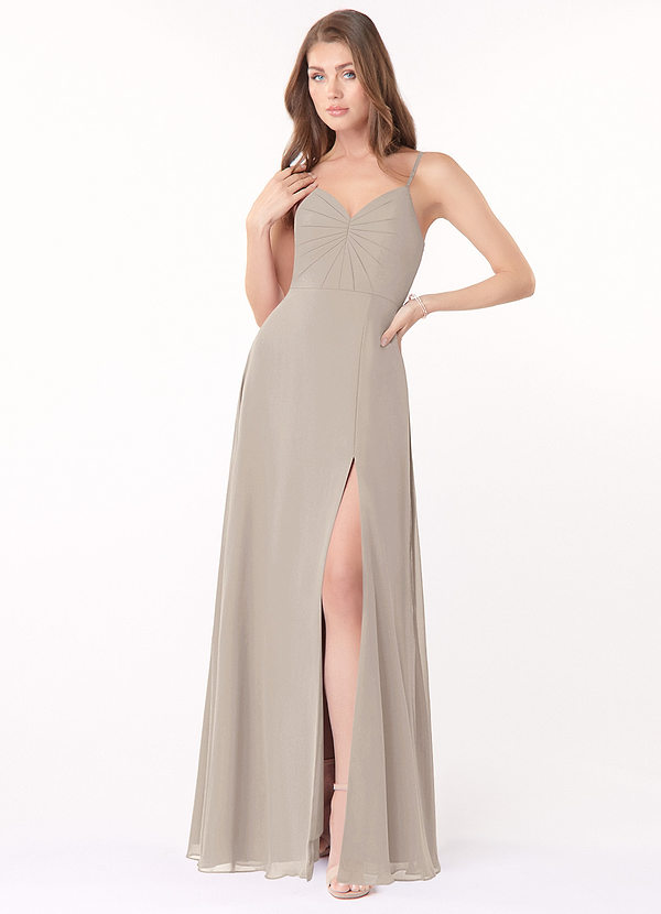 Azazie Dani Bridesmaid Dresses A-Line Pleated Chiffon Floor-Length Dress image1