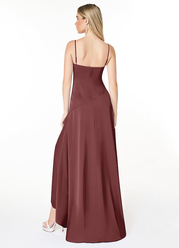 Azazie Lillie Bridesmaid Dresses A-Line Pleated Stretch Satin Asymmetrical Dress image2