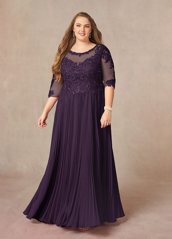 Azazie Corinne Mother of the Brides Dresses Plum A-Line Sequins Chiffon Dress image1