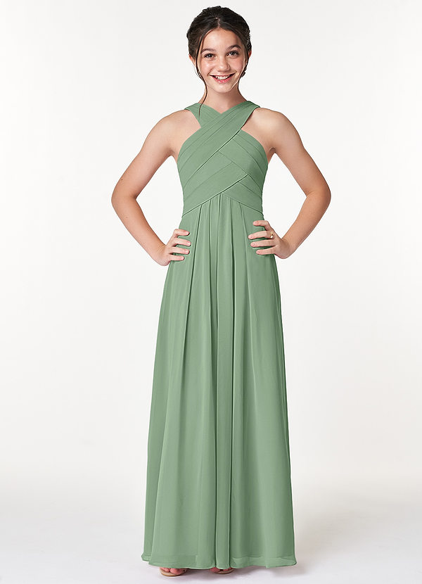 empire waist dress for plus size Chiffon Formal Evening occasion:wedding Strapless A-Line Midi Dress Color:Seagrass