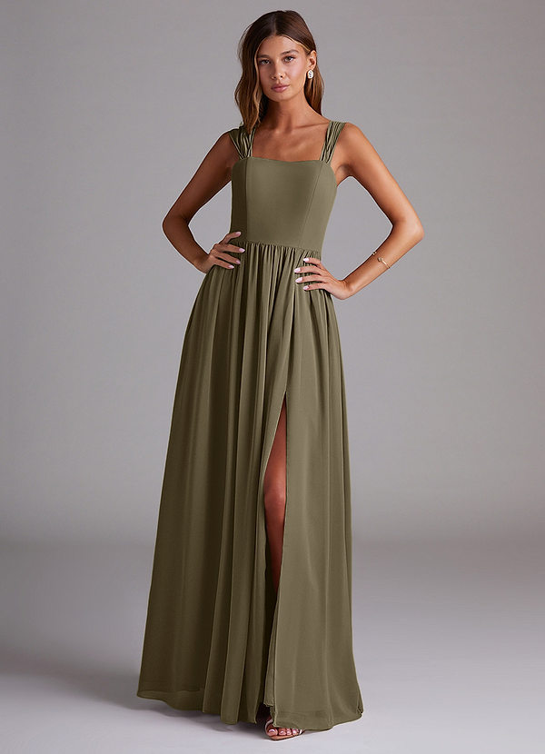 Azazie Calianna Bridesmaid Dresses Willow Green A-Line Off the Shoulder Chiffon Convertible Dress image1