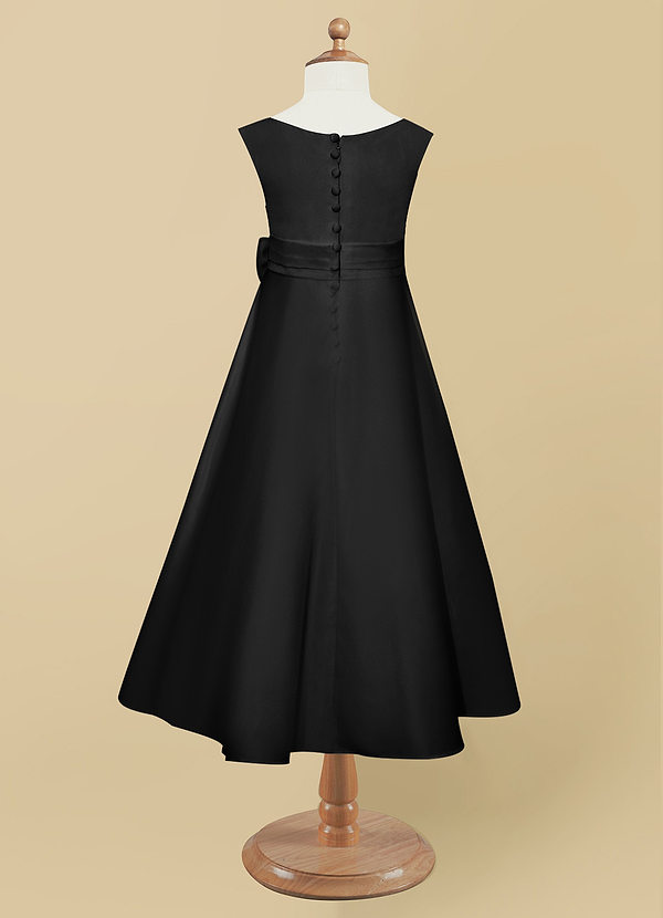 Azazie Lindy Flower Girl Dresses A-Line Pleated Matte Satin Ankle-Length Dress image2