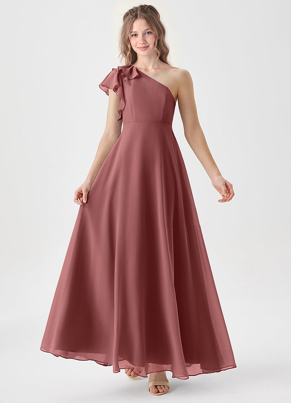 Azazie Arabella Junior Robe Trapèze en Mousseline de soie Rayé Améthyste image1