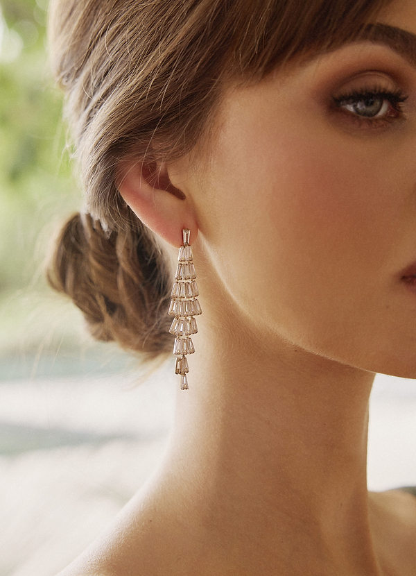 front Zirconia Tassel Drop Earrings