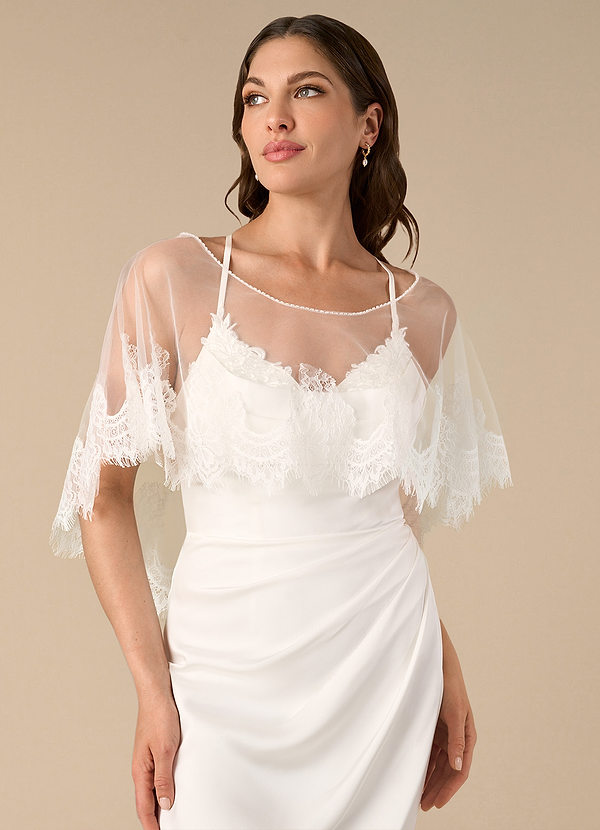 front Azazie Delight Lace Tulle Wrap