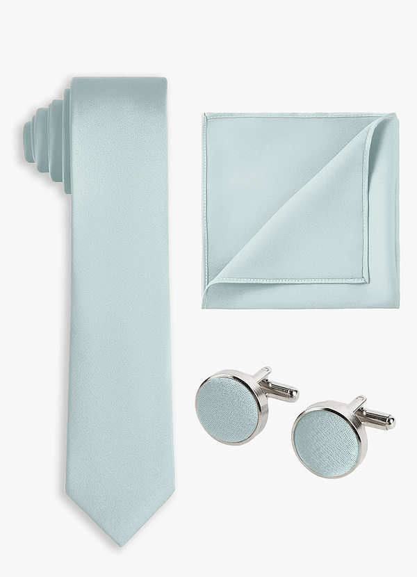 front Matching Color 3-Piece Stretch Satin Skinny Tie Set