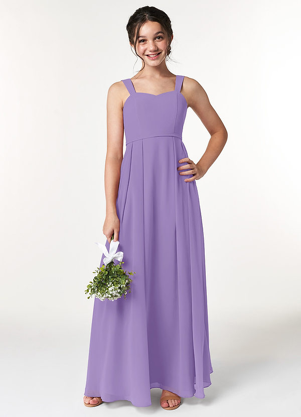 Azazie Simoan Junior Abito A-Line in Chiffon Scollo a Cuore Tahiti image1