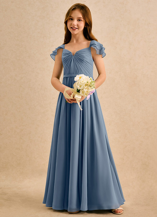 Azazie Meimei Girls Formal Klänningar för brudeflicka Klä A-Line i Chiffong Plisserad image1