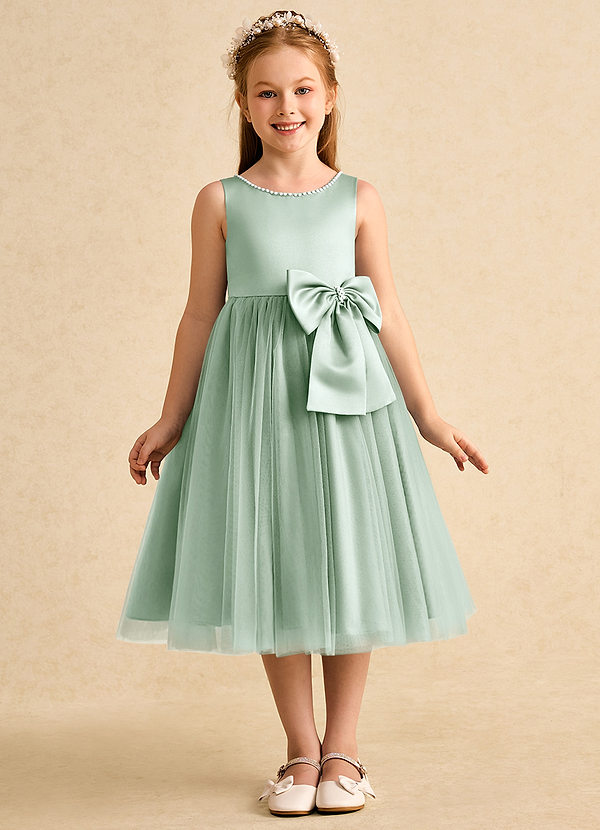 Azazie Twinsie Flower Girl Dresses Agave A-Line Bow Tulle Dress image1