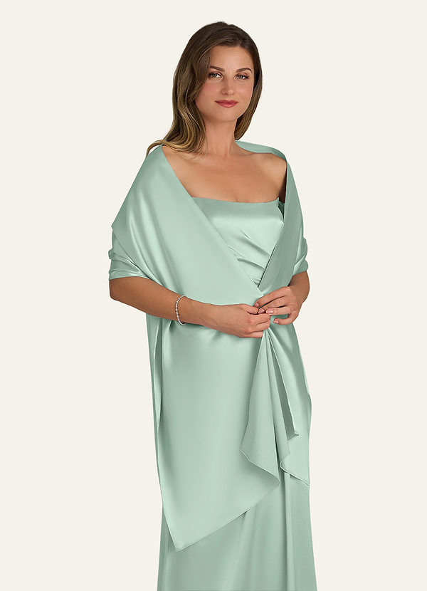 front Azazie Matching Color Ireland Metallic Satin Shawl