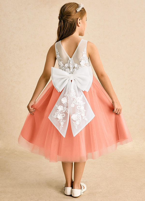 Azazie Lina Flower Girl Dresses Ivory Sunset Ball-Gown Lace Dress image1