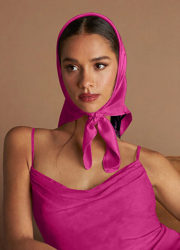 front Matching Color Stretch Satin Scarf