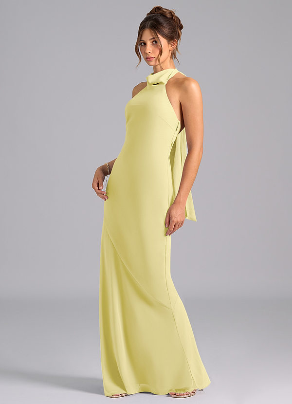 Azazie Velli Bridesmaid Dresses Lemon Sorbet Mermaid High Neck Chiffon Dress image1