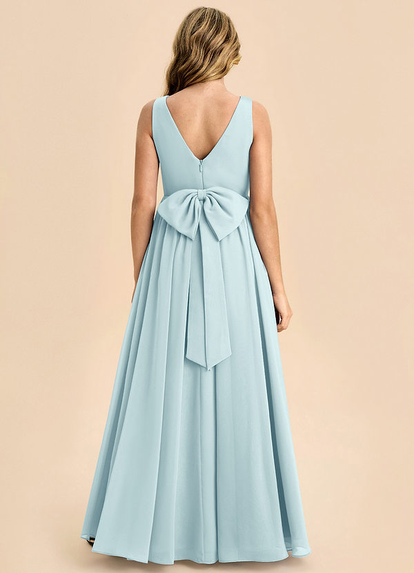 Azazie Hathaway Junior Sea Glass A-Line Bow Chiffon Dress image1