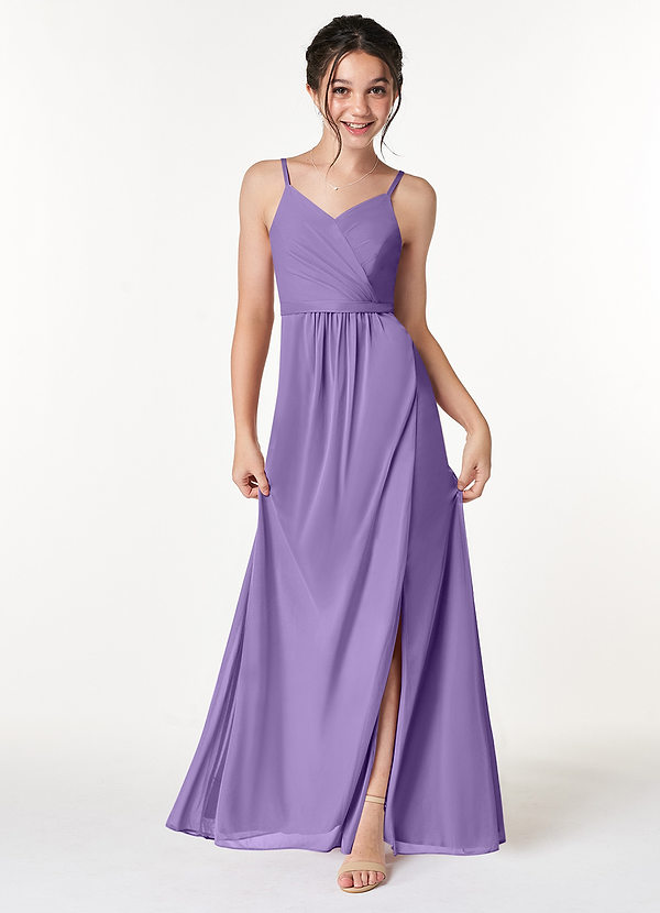 Azazie Luxy Junior Tahiti Pleated Mesh Dress image1