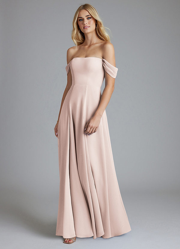 Azazie Seriana Brudtärneklänningar Klä av A-Linje i Chiffong Av axeln Rosenblad image1