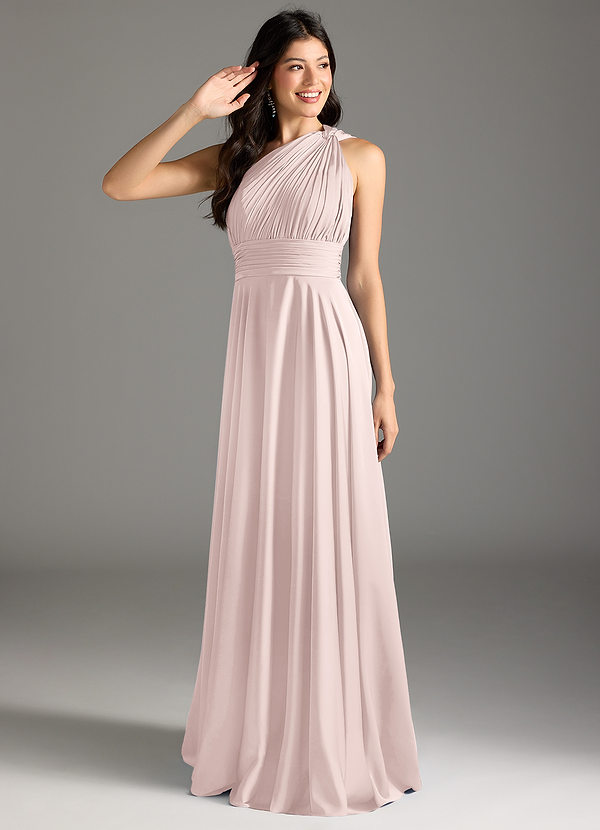 Azazie Charlize Bruidsmeisjesjurken Jurk van Stretch Satijn met A-lijn One-shoulder Blozend Roze image1