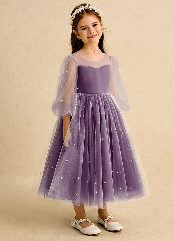 Azazie Trudy Blumenkinder Kleider Ballkleid Herzausschnitt Tüll Kleid Traube image1