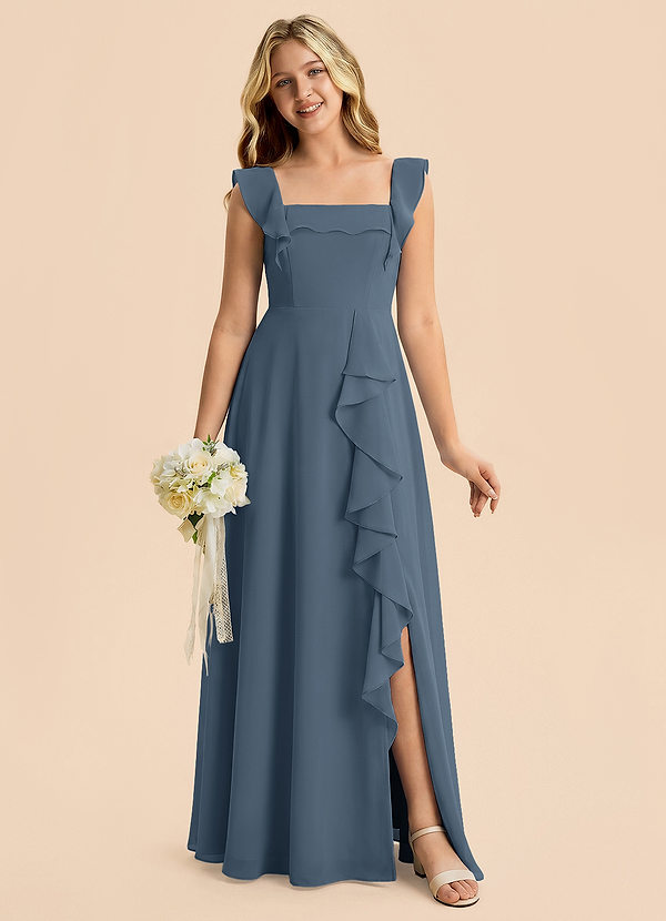 Azazie Nori Junior Neptune A-Line Ruched Chiffon Dress image1