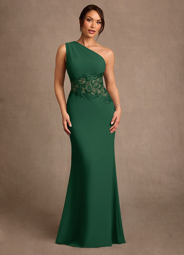 Azazie Kathie Vestidos de Madre de la Novia Vestido de Verde Oscuro de Gasa de Corte Sirena con Encaje image1