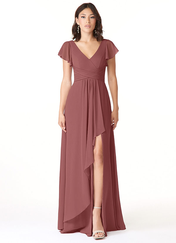 Azazie Omari Bridesmaid Dresses Amethyst A-Line Chiffon Dress image1