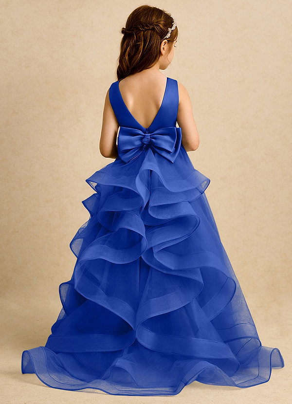 Azazie Lior Flower Girl Dresses Royal Blue Ball-Gown Pleated Tulle Dress image1