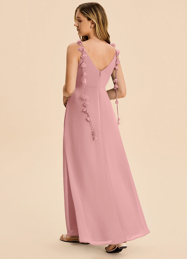 Azazie Gumdrop Junior Dusty Rose Empire Pleated Chiffon Dress image1