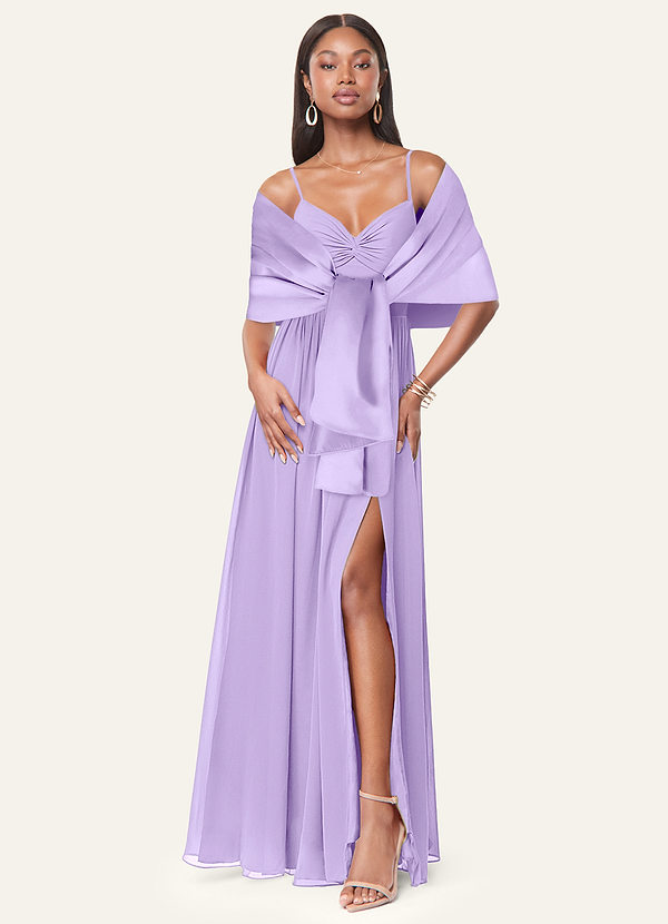 front Azazie Chal De Satén Mate Aleena De Colores A Juego