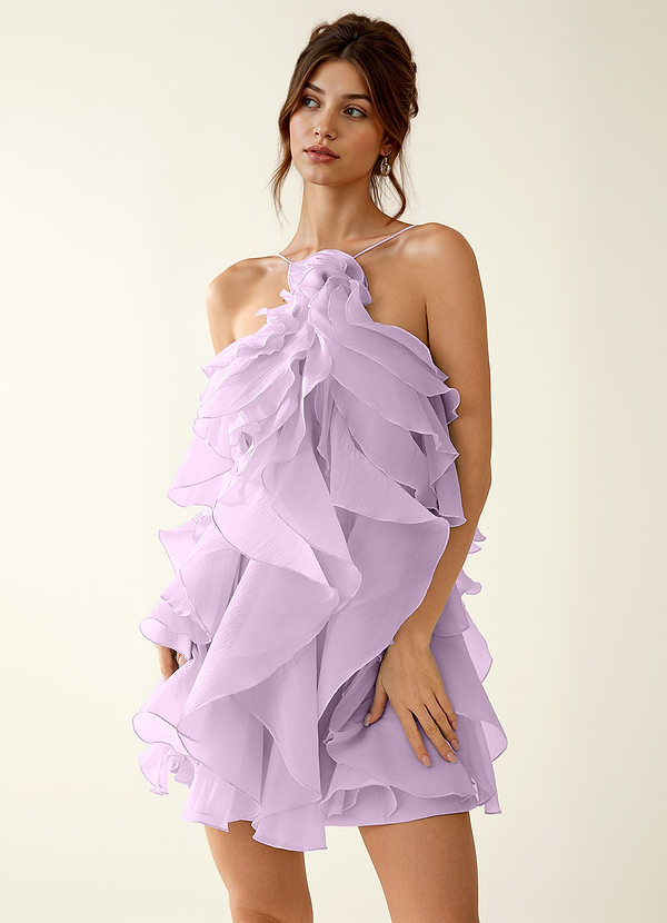 Oliamagn Lilac Ruffles Tulle Mini Dress image1