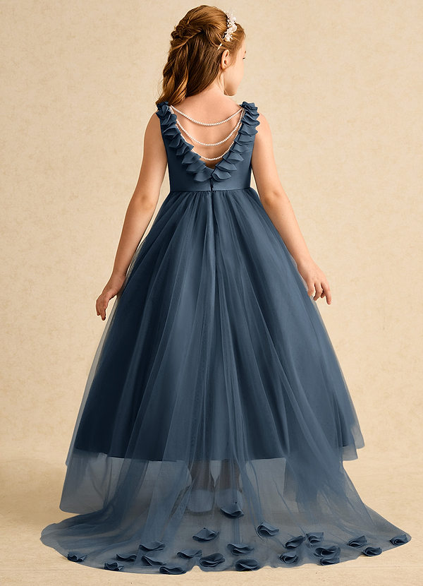 Azazie Lorita Robes de Fillette d'Honneur Robe Trapèze en Tulle Perlé Neptune image1