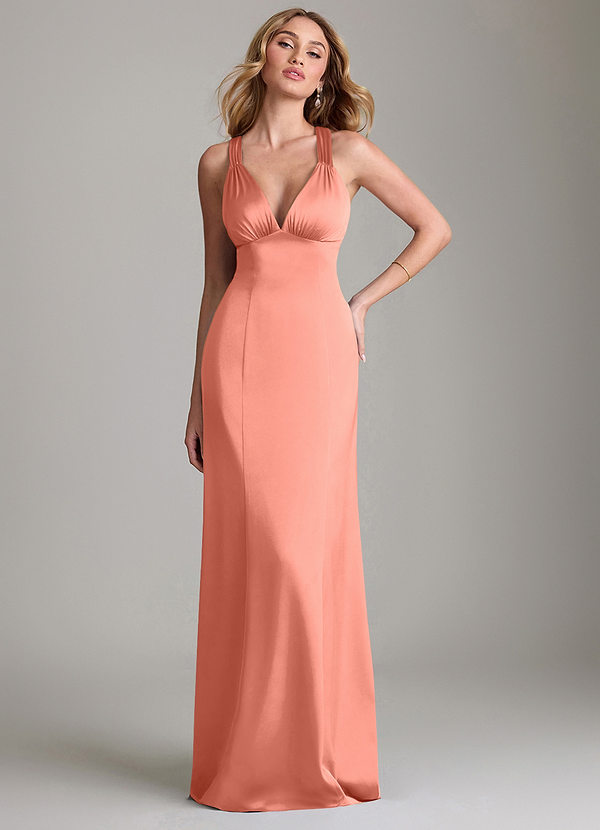 Azazie Cemion Brudtärneklänningar Klä av A-Linje i Stretch Satin Laxrosa image1