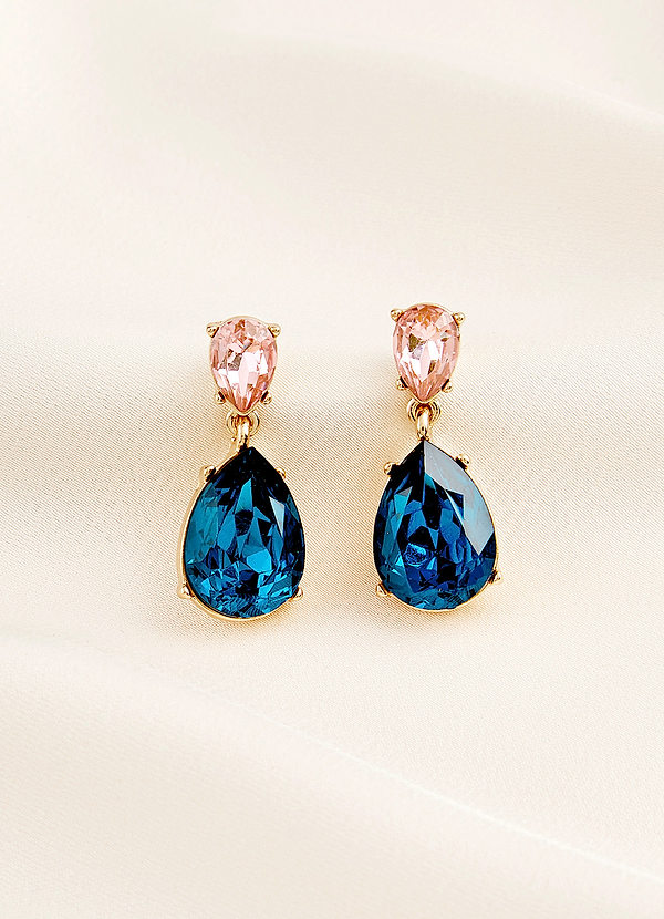 front Color Clash Gemstone Drop Earrings