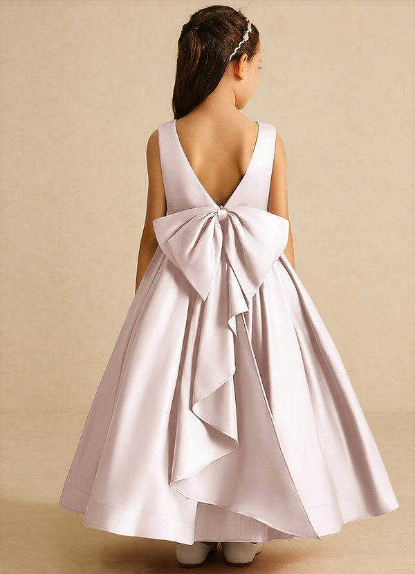 Azazie Cailee Flower Girl Dresses Rose Petal Ball-Gown Pleated Matte Satin Dress image1