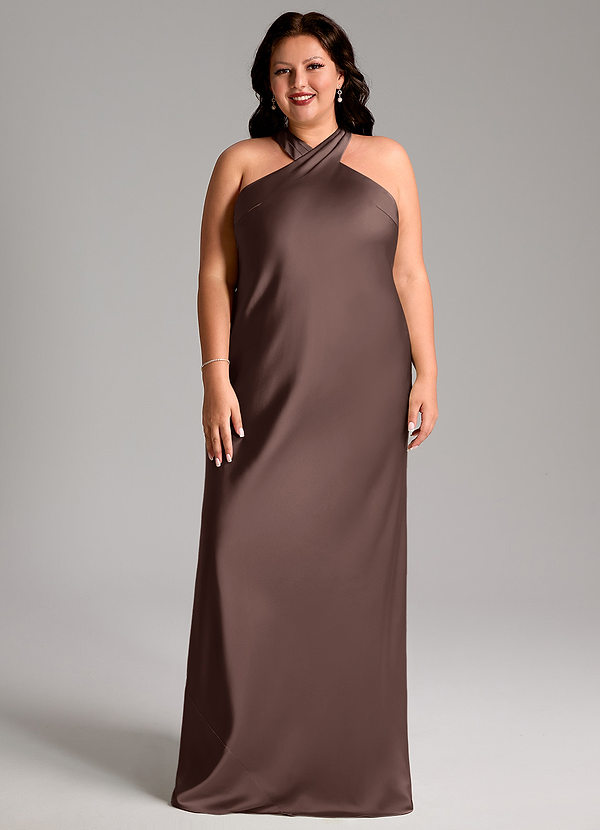 Azazie Doretta Bridesmaid Dresses Ganache Mermaid Pleated Stretch Satin Dress image1