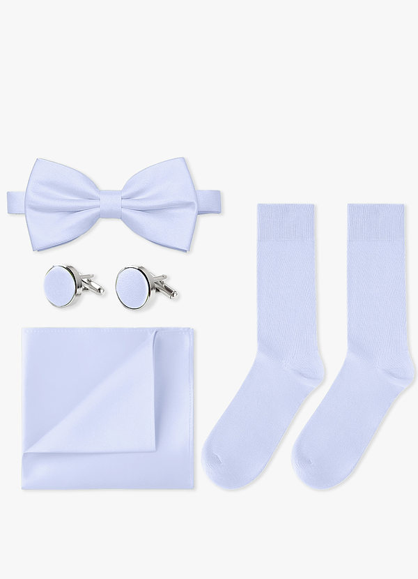 front Conjunto de pajarita, pañuelo de bolsillo, gemelos y calcetines a juego