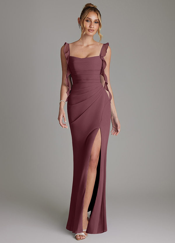 Azazie Jessamine Bridesmaid Dresses Sangria Mermaid Corset Chiffon Dress image1