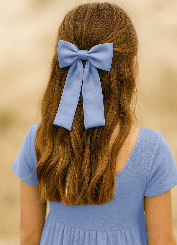front Girls Satin Bow Hair Clip Set