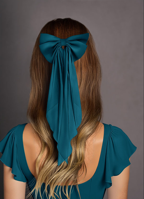 front Pince à cheveux avec nœud en mousseline de soie de couleur assortie