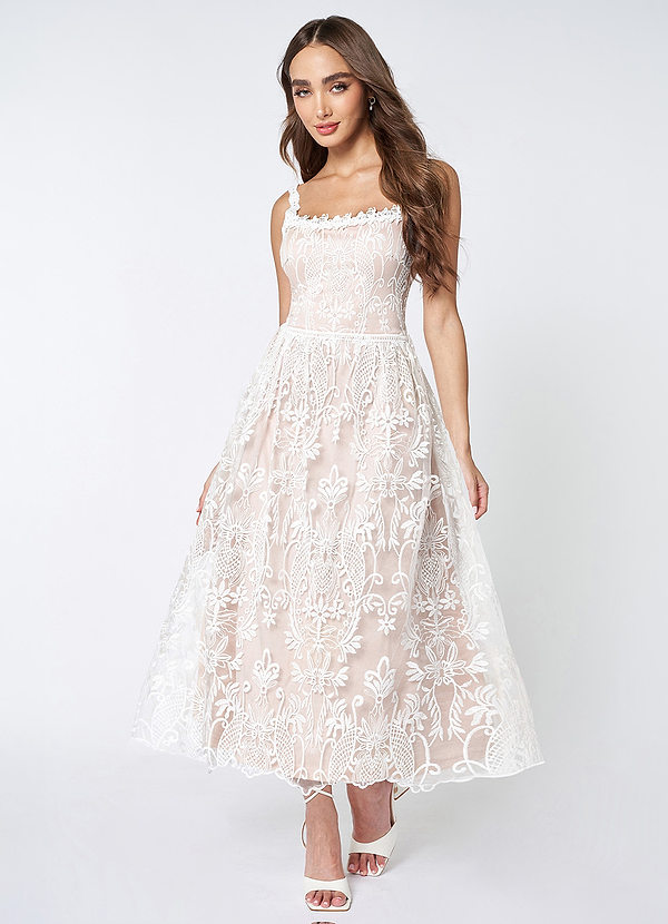 front My Dearest White Lace Sleeveless Midi Dress