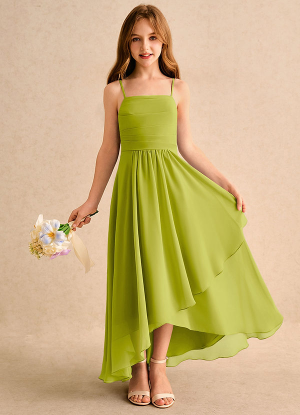 Azazie Twilight Dance Girls Formal Flower Girl Dresses Lemongrass A-Line Pleated Chiffon Dress image1