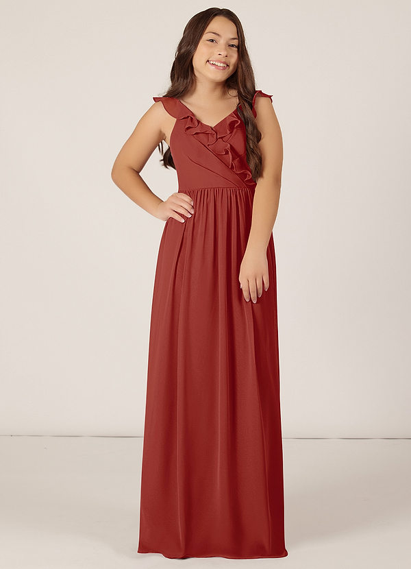 El Vestido De Dama De Honor Con Hombros Descubiertos Y Estilo Soñador Para Junior Terracota