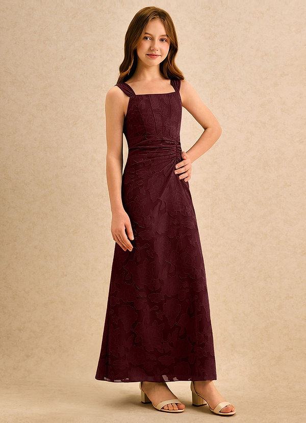 Azazie Brookie Girls Formal Vestidos de Niña de Flores Vestido de Cabernet de Devorado Floral de Corte en A con Sin mangas image1