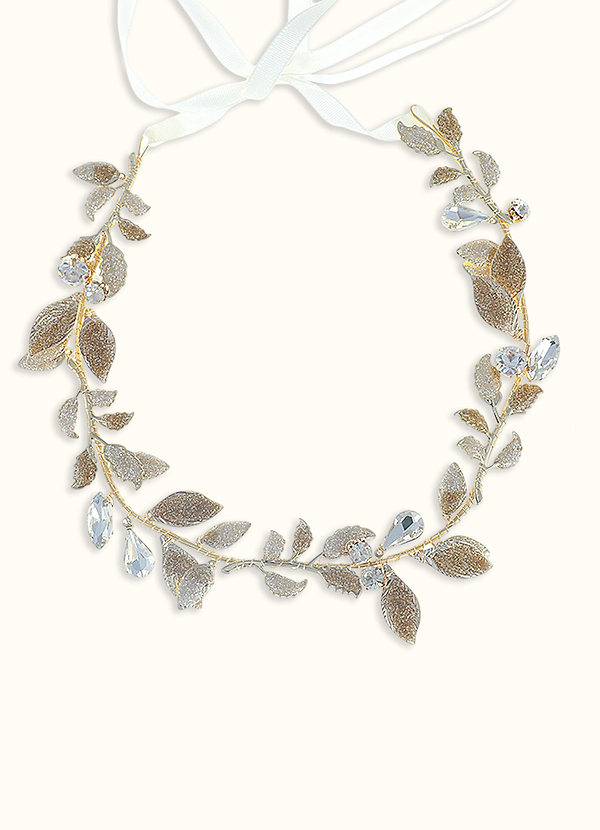 front Crystal Bridal Flower And Leaves Crown Headband