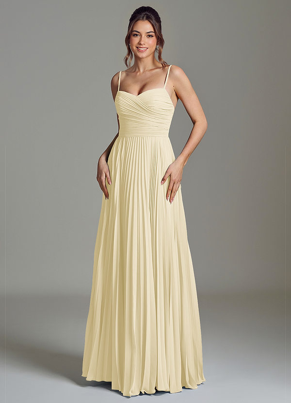 Azazie Catie Bridesmaid Dresses Lemon Sorbet A-Line Sweetheart Neckline Chiffon Dress image1