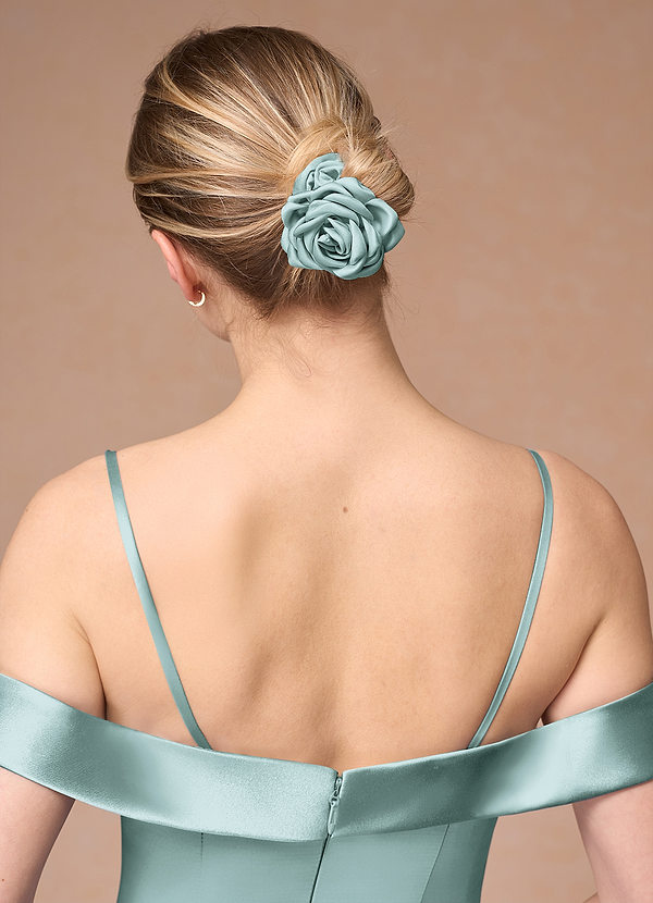 front Matching Color Matte Satin Rose Scrunchie Set